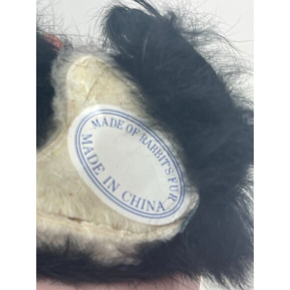 Vintage Miniature Cat W/Cowboy Hat Made of Real Rabbit Fur ~ Ornament Christmas - Picture 4 of 6